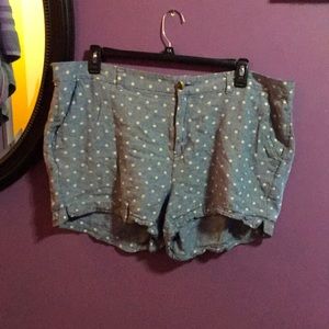 Blue shorts with white dots